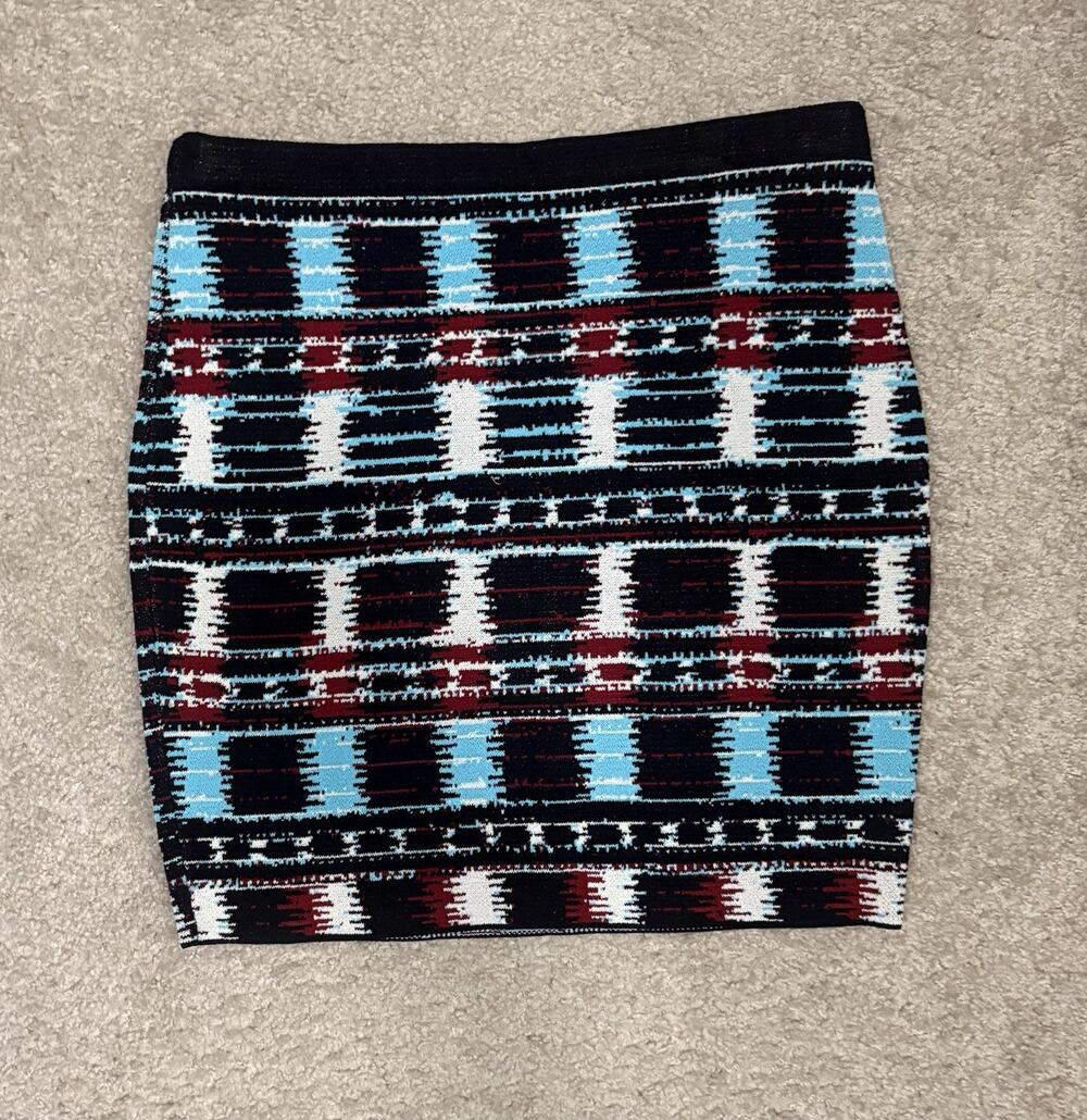 RACHEL Rachel Roy Geometric Patterned Sweater Knit Mini Skirt Size Small